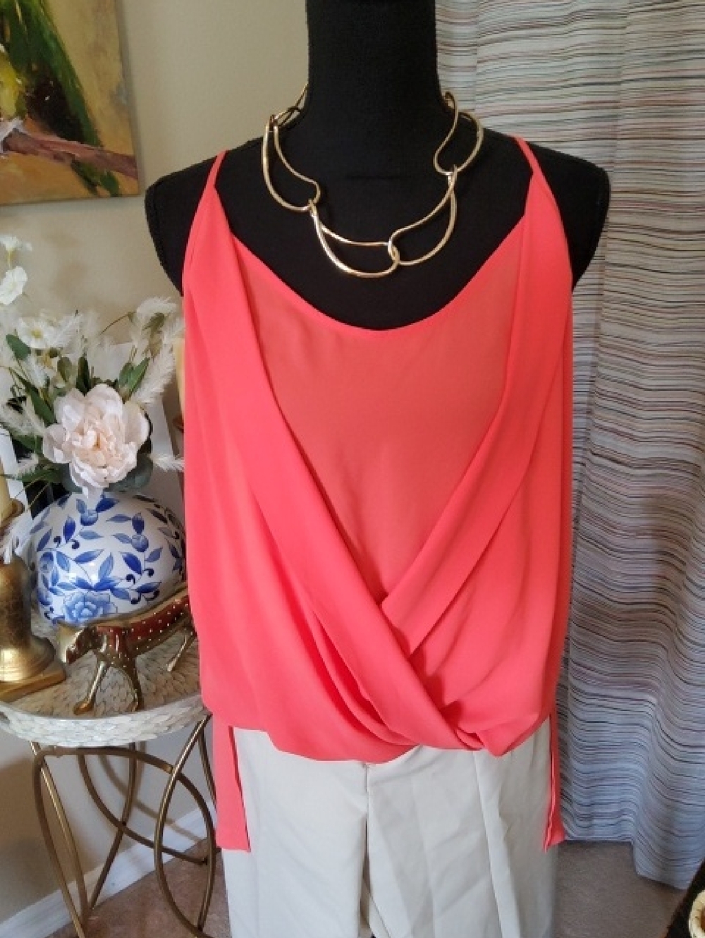 BCBGMaxAzria Coral Draped Sleeveless Top